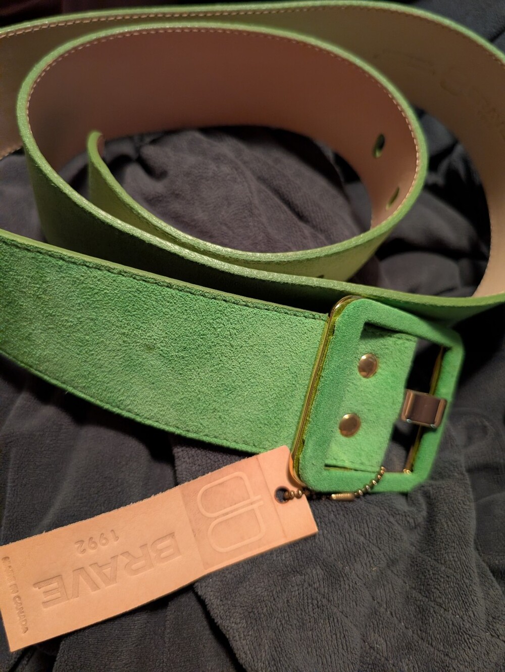 NWT Brave Leather Green Suede Belt Plus Size